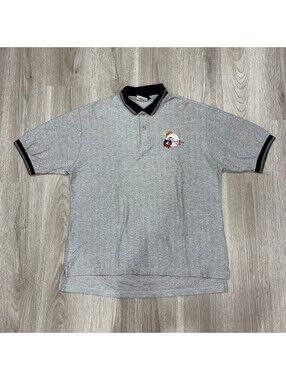 Vintage Walt Disney World SorcererMickey Polo MensXL Gray Y2K USA Made